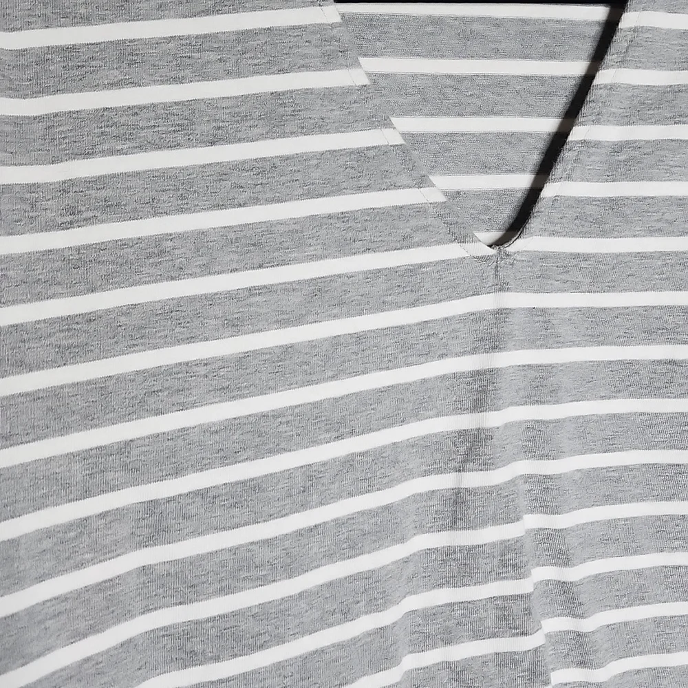 J CREW Gray and White Striped Flutter Sleeve Tee - Picture 2 of 4